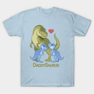 DaddySaurus T-Rex Father & Twin Baby Boy Dinosaurs T-Shirt